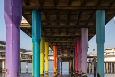The Hague, Netherlands The underside of  the landmark pier jutting out into the North Sea.