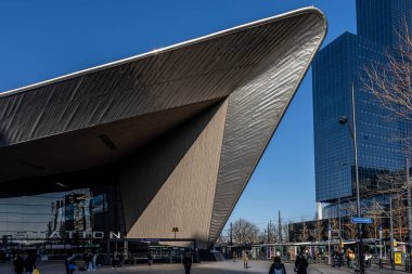 Rotterdam, Netherlands People outside the Rotterdam Central Station.