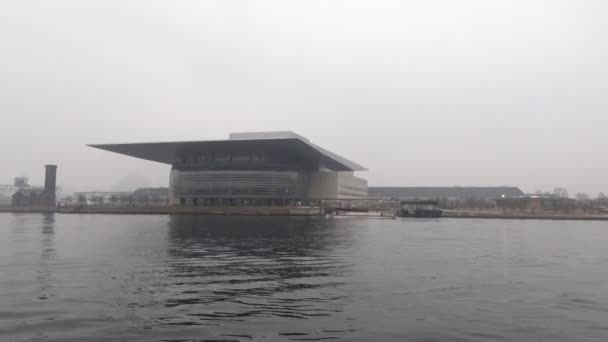 Copenhagen Denmark View Opera House Cloudy Misty Day — Video