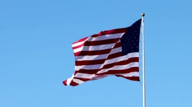 California, Maryland, USA A large American flag flies in the wind