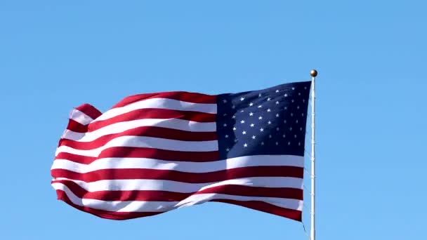 Калифорния Мэриленд Сша Большой Американский Флаг Развевается Ветру — стоковое видео