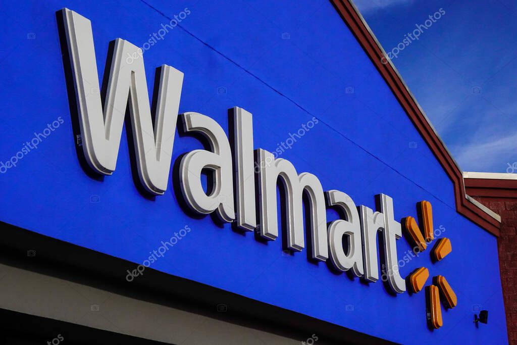 Prince Frederick, Maryland USA  The entrance and sign to A Wlmart superstore.