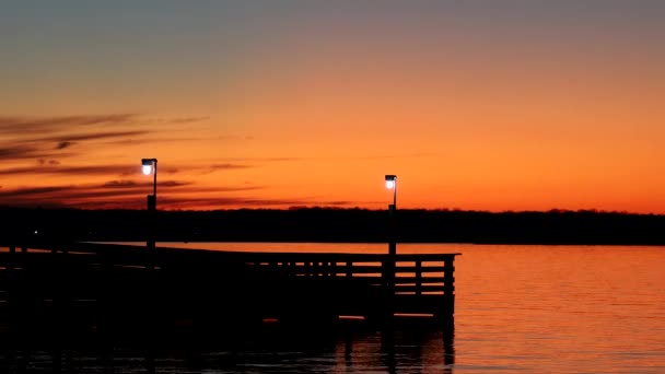 Соломони Меріленд Сша Захід Сонця Над Пірсом Річці Патаксент — стокове відео