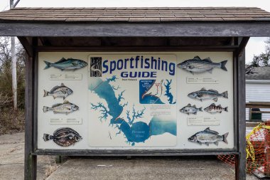 Solomons, Maryland USA Parktaki bir tabela sporu açıklıyor.