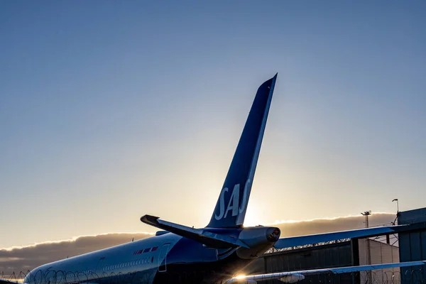 Самолёт Sas Scandinavian Airlines Находится Взлетно Посадочной Полосе Аэропорта Каструп — стоковое фото