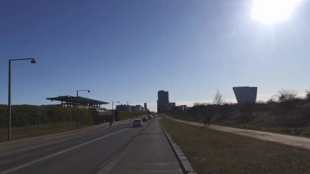 Copenhagen Denmark Bicycle Rides Road Amager District — Stock Video
