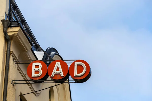 Стокгольм Швеція Знак Шведською Мовою Говорить Bad Або Bathhouse Центрі — стокове фото