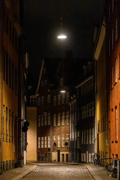 Copenhague Dinamarca Rua Magstraede Noite Cidade Velha — Fotografia de Stock