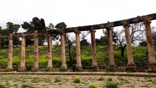 Jerash Jordania Ruiny Słynnego Grecko Rzymskiego Stanowiska Archeologicznego Gerasa — Wideo stockowe