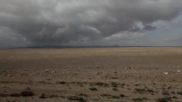 Wadi Musa Jordania Paisaje Del Desierto Visto Desde Coche Movimiento — Vídeo de stock