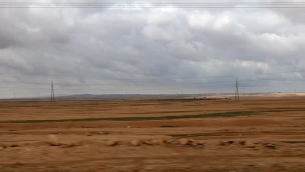 Вади Муса Иордания Пейзаж Пустыни Виден Движущегося Автомобиля — стоковое видео