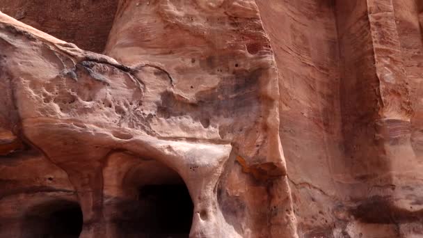 Petra Jordanië Zandstenen Ruïnes Van Nabatese Beschaving Een Wonder Van — Stockvideo