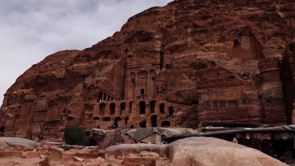 Petra Jordanien Sandstensruinerna Nabateas Civilisation Och Ett Underverk Världen — Stockvideo