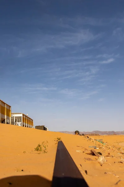 Wadi Rum Jordánia Helyileg Bányászott Foszfátokkal Töltött Vasúti Kocsik Egy — Stock Fotó