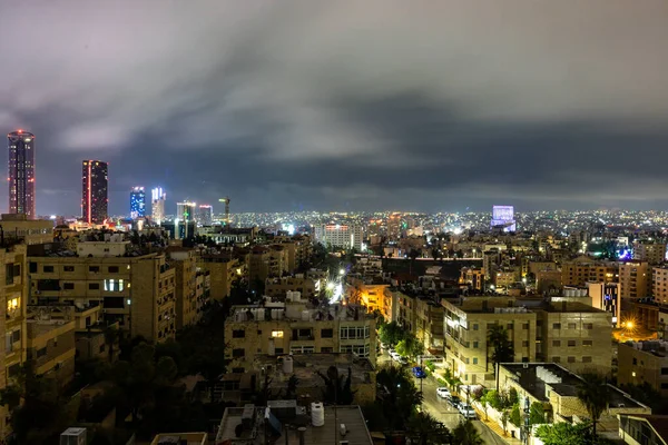 Amman, Jordan The skyline of the city at night.