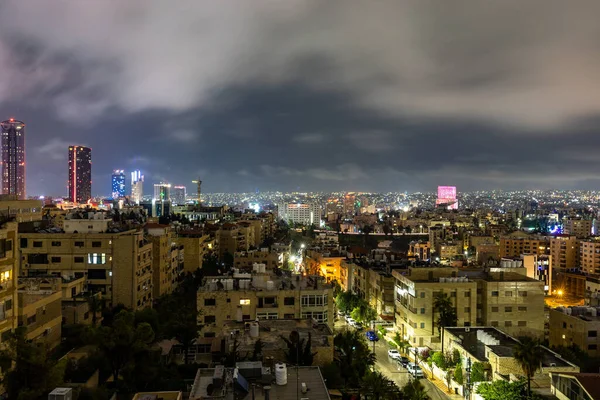 Amman Jordanië Skyline Van Stad Nachts — Stockfoto