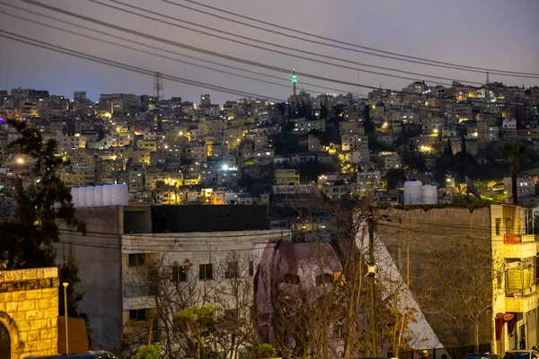Амман Иордания Ночной Вид Город — стоковое фото