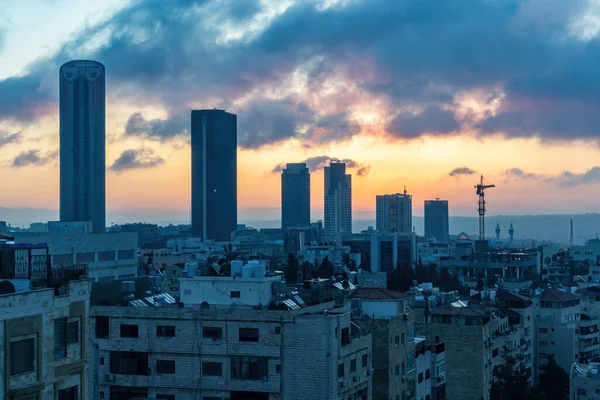 Amman Jordanië Skyline Van Stad Bij Zonsopgang — Stockfoto