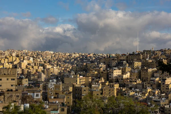 Amman Jordanië Skyline Van Stad Bij Zonsopgang — Stockfoto