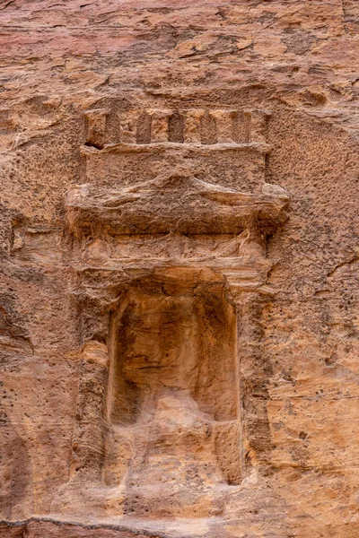 Petra Jordania Una Antigua Talla Roca Arenisca Para Una Estatua — Foto de Stock