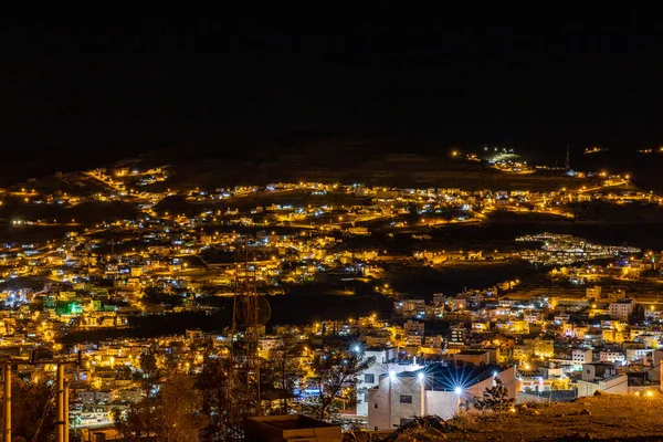 Вади Муса Иордания Ночной Вид Город Петра Горах — стоковое фото