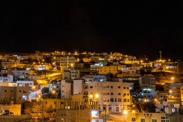 Вади Муса Иордания Ночной Вид Город Петра Горах — стоковое фото
