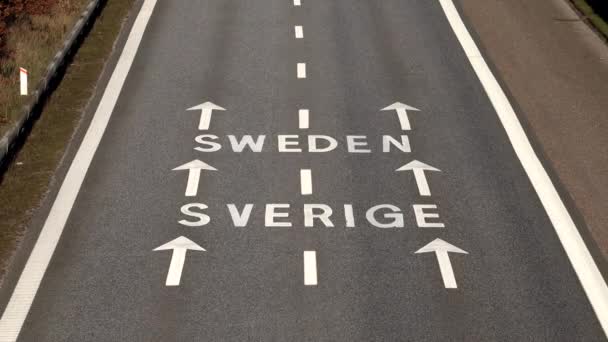 Kopenhagen Denmark Sebuah Tanda Jalan Raya E20 Swedia Menuju Jembatan — Stok Video