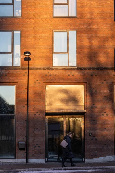 Copenhagen Denmark Person Walking Historic Carlsberg Byen District Morning Light — Stock Photo, Image