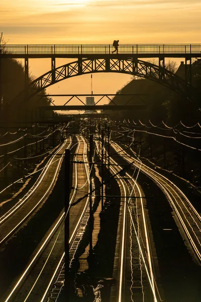 Copenhagen Denmark Carlsberg Viaduct Steel Pedestrian Bridge 1899 Train Tracks — Stock Photo, Image