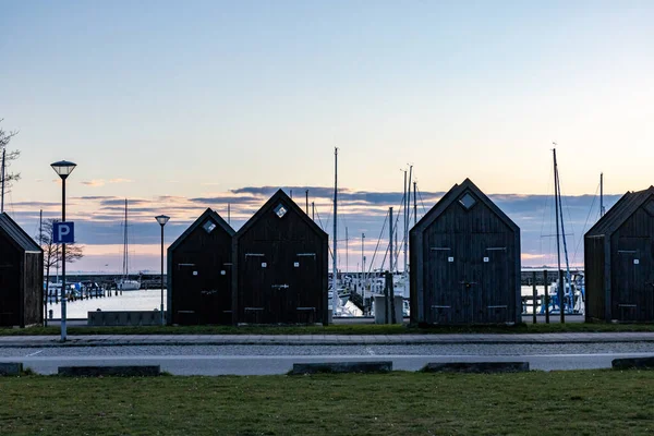 Copenhague Danemark Petites Barques Aube Dans Quartier Amager Bord Mer — Photo