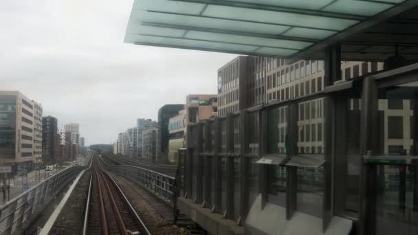 Copenhagen Denmark View Out Window Driverless Copenhagen Metro Moving Vestamager — Stock Video