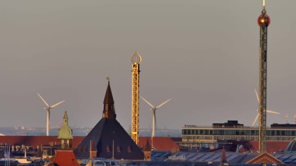 Copenaghen Danimarca Skyline Della Capitale Tramonto — Video Stock