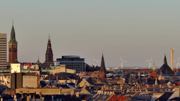 Copenhague Danemark Horizon Capitale Coucher Soleil — Video