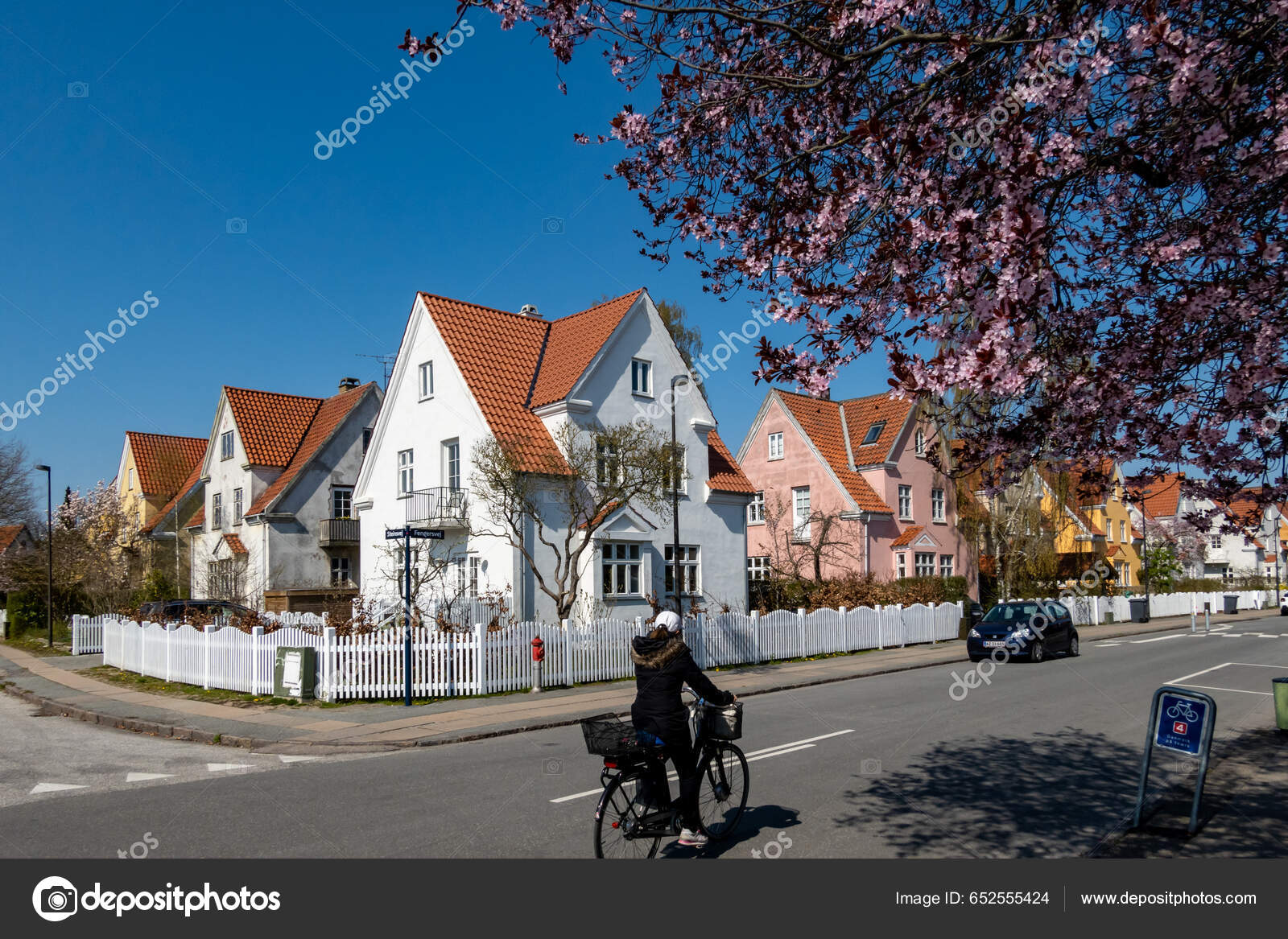 Copenhagen Denmark Residential Houses Brondy Suburb Bicyclist