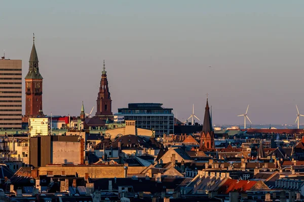 Köpenhamn Danmark Kapitalets Skyline Vid Solnedgången — Stockfoto