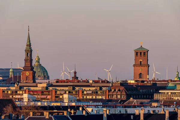 Koppenhága Dánia Főváros Látképe Naplementekor — Stock Fotó