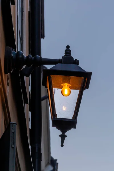 Stockholm Schweden Ein Laternenpfahl Einem Gebäude Der Altstadt Oder Gamla — Stockfoto
