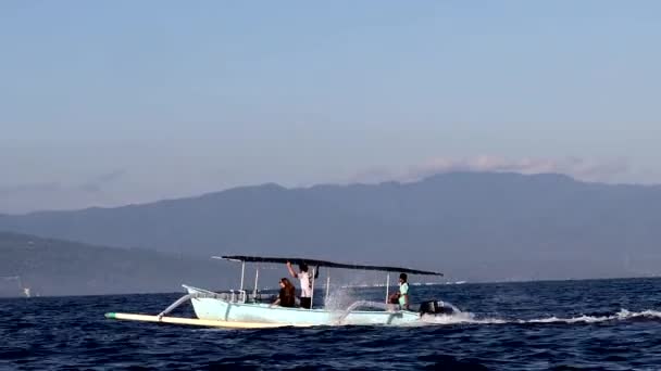 Ловіна Балі Індонезія Традиційні Риболовні Човни Дельфіновому Сафарі Балійського Моря — стокове відео