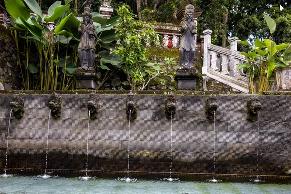 印度尼西亚巴厘岛Tirta Gangga的喷泉形成了一个游泳池 位于Tirta Gangga皇家宫殿的地面上 — 图库照片