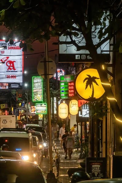 Seminyak Bali Indonesia Seminyak Strip Night Traffic Signs — Stock Photo, Image