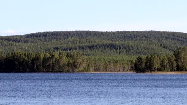 Kalvtrask Suécia Pequeno Lago Pitoresco Colinas Região Vasterbotten — Vídeo de Stock