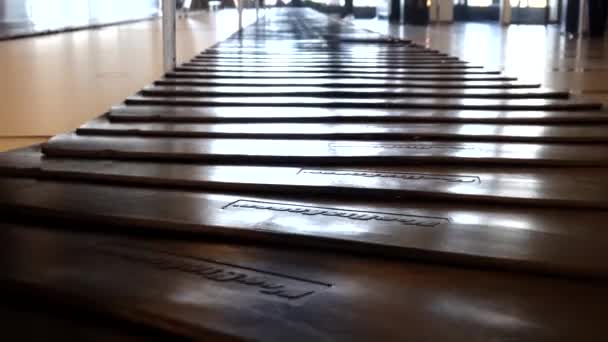 スウェーデンのウメア小さな地元の空港で手荷物用カルーセル — ストック動画