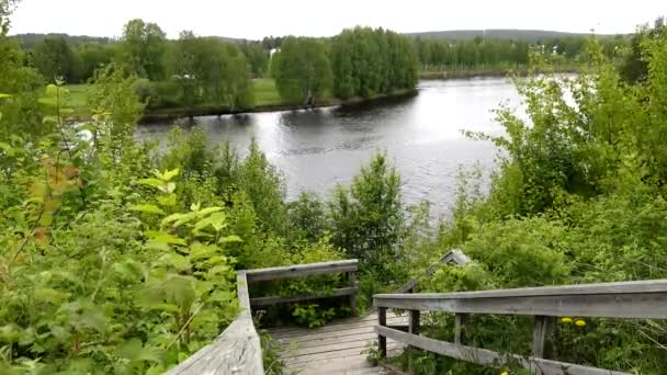 Skelleftea Sverige Steg Park Som Leder Ner Till Skellefteå — Stockvideo