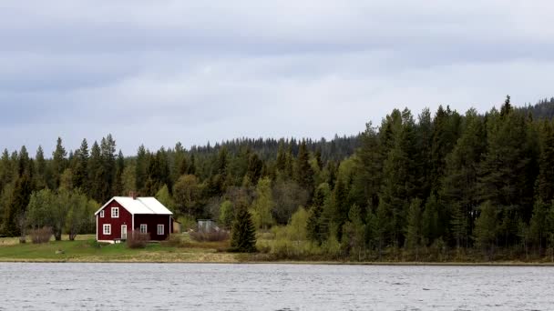 Tjkkjokk Suécia Vista Lago Storavan Distrito Norbotten — Vídeo de Stock