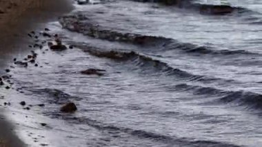 Arjeplog, İsveç Tatlı Suyu Hornavan Gölü 'ndeki küçük bir plaja tırmanıyor..