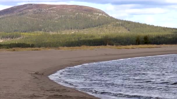 Arjeplog Suécia Água Doce Uma Pequena Praia Lago Hornavan — Vídeo de Stock