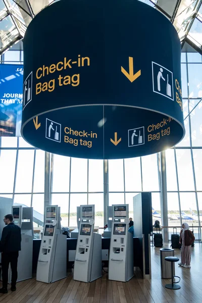 Стокгольм Швеция Автоматизированная Регистрация Кисоки Аэропорту Арланда — стоковое фото