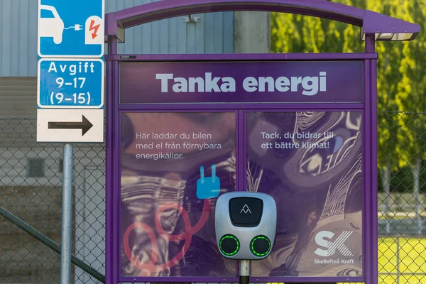 Skelleftea Svezia Gioco Parole Segno Svedese Dice Tanka Energy Carico — Foto Stock