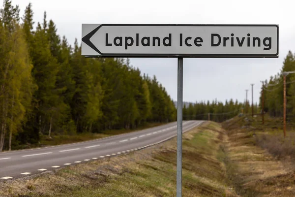 Arjeplog Suécia Sinal Para Lapland Ice Driving Onde Carros São — Fotografia de Stock
