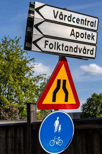 Skelleftea Zweden Een Straatnaambord Het Zweeds Dat Wijst Naar Het — Stockfoto